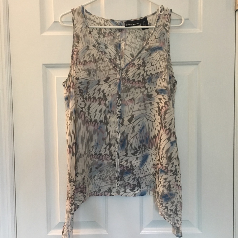DKNY Jeans Sleeveless top Butterfly Print M Medium